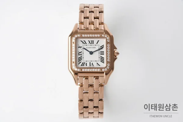 까르띠에 팬더 스틸 쥬얼 실버다이얼 쿼츠 워치 37mm 로즈골드 브레이슬릿