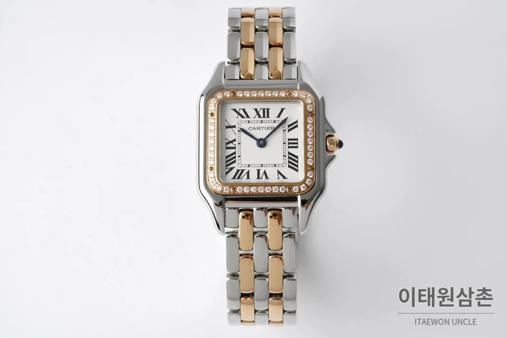까르띠에 팬더 스틸 쥬얼 실버다이얼 쿼츠 워치 37mm 투톤 브레이슬릿