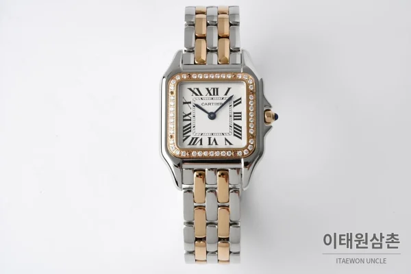 까르띠에 팬더 스틸 쥬얼 실버다이얼 쿼츠 워치 37mm 투톤 브레이슬릿