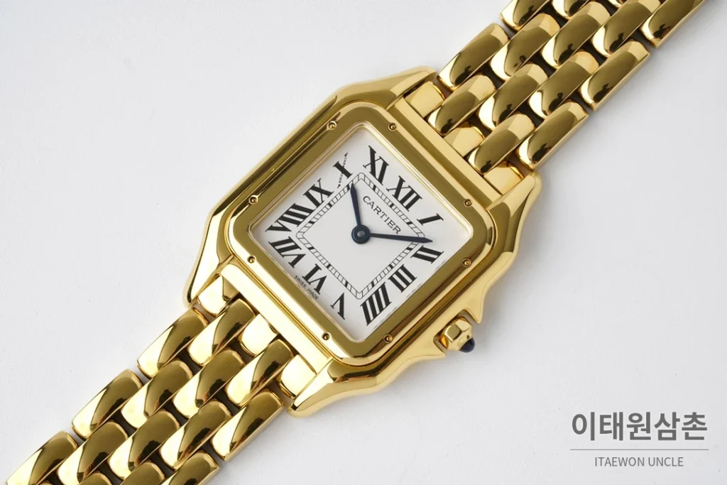 까르띠에 팬더 스틸 실버다이얼 쿼츠 워치 37mm 골드 브레이슬릿