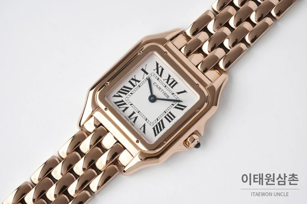 까르띠에 팬더 스틸 실버다이얼 쿼츠 워치 37mm 로즈골드 브레이슬릿