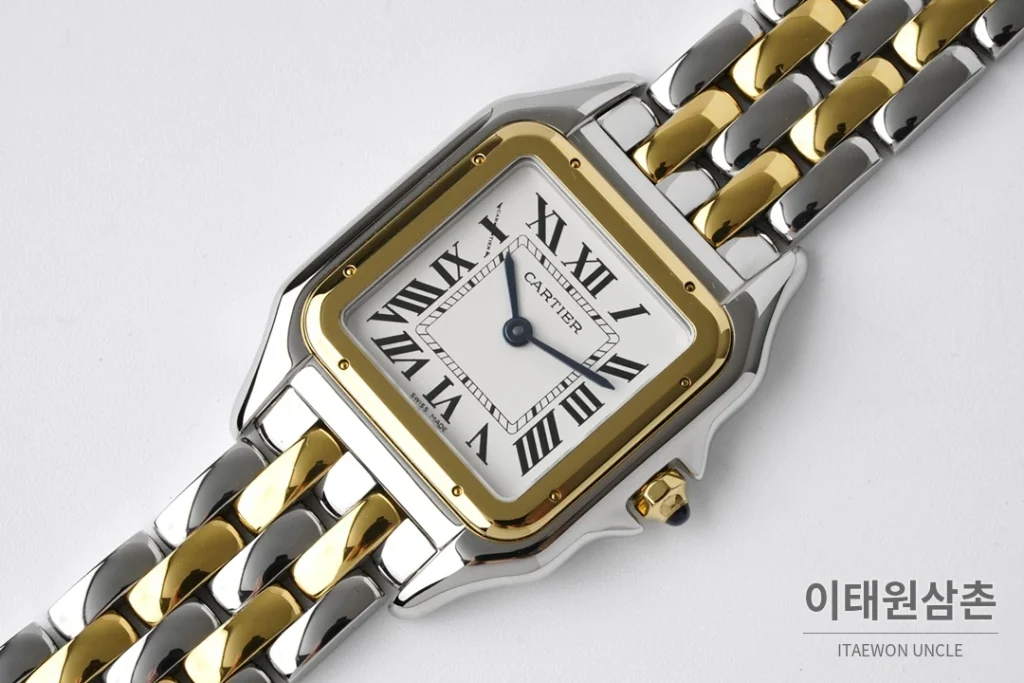 까르띠에 팬더 스틸 실버다이얼 쿼츠 워치 37mm 투톤 브레이슬릿