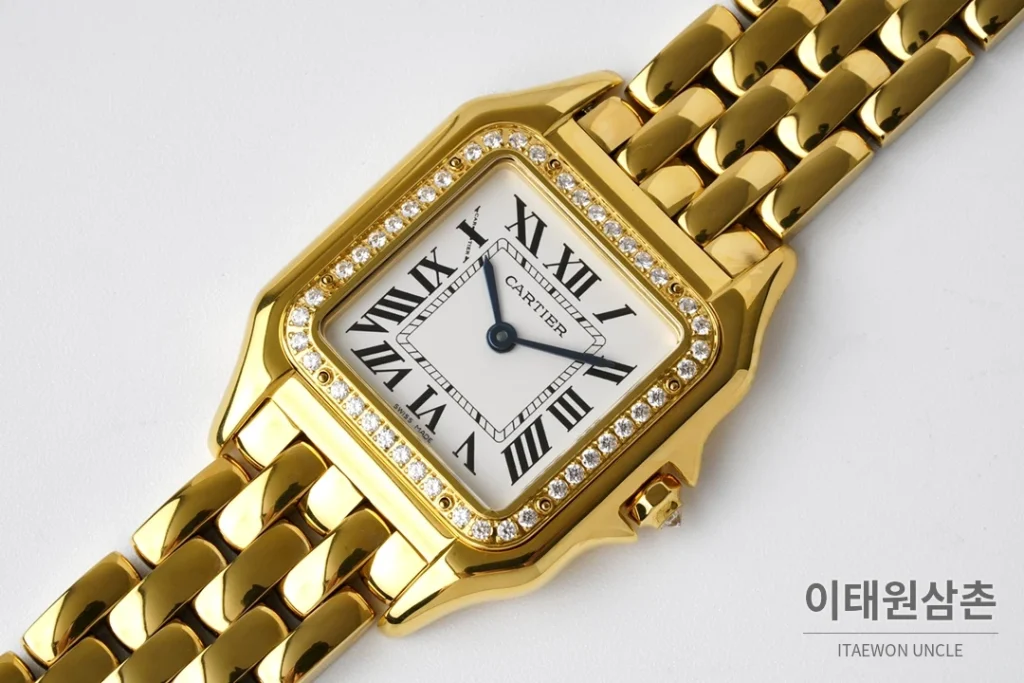 까르띠에 팬더 스틸 쥬얼 실버다이얼 쿼츠 워치 37mm 골드 브레이슬릿