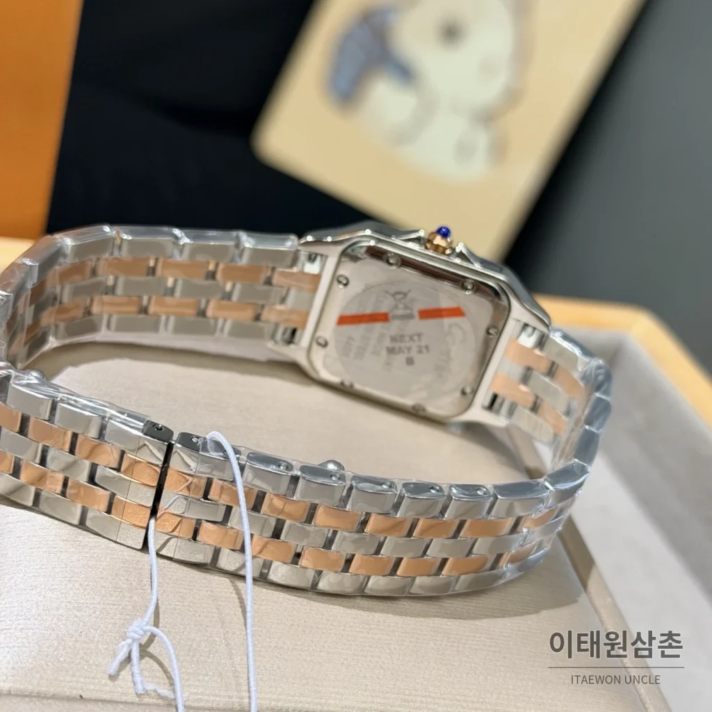 까르띠에 팬더 쿼츠 화이트 다이얼 투톤 브레이슬릿 로즈골드 베젤 (2)