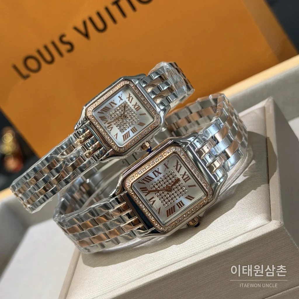 까르띠에 팬더 쿼츠 화이트 다이얼 투톤 브레이슬릿 로즈골드 베젤 (2)