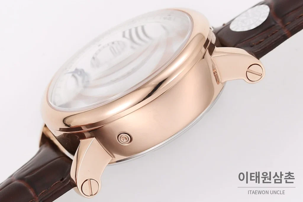 까르띠에 로통드 드 까르띠에 크로노그래프 오토매틱 40mm 화이트 다이얼 브라운 가죽 스트랩