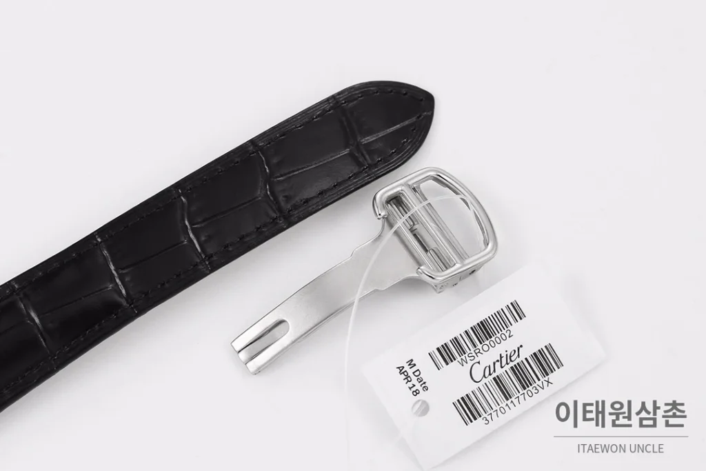 까르띠에 로통드 드 까르띠에 크로노그래프 오토매틱 40mm 블루 다이얼 블랙 가죽 스트랩