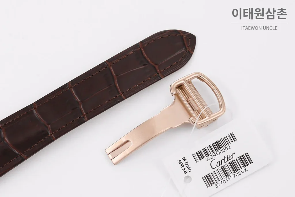 까르띠에 로통드 드 까르띠에 크로노그래프 오토매틱 40mm 화이트 다이얼 브라운 가죽 스트랩