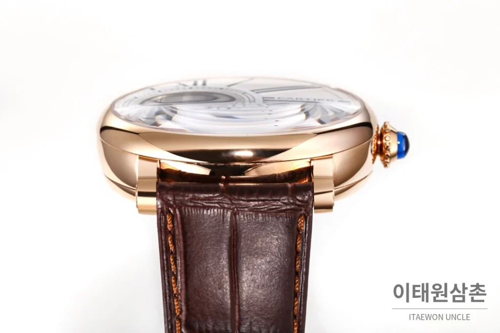 까르띠에 로통드 드 까르띠에 오토매틱 42.5mm 화이트 다이얼 브라운 가죽 스트랩