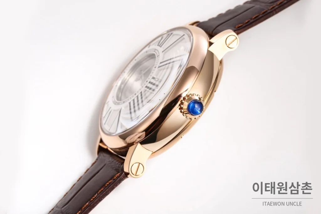 까르띠에 로통드 드 까르띠에 오토매틱 42.5mm 화이트 다이얼 브라운 가죽 스트랩