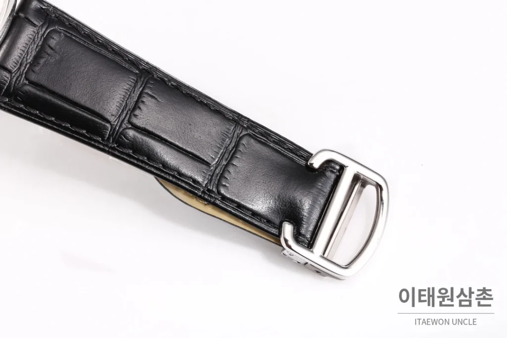 까르띠에 로통드 드 까르띠에 오토매틱 42.5mm 화이트 다이얼 블랙 가죽 스트랩