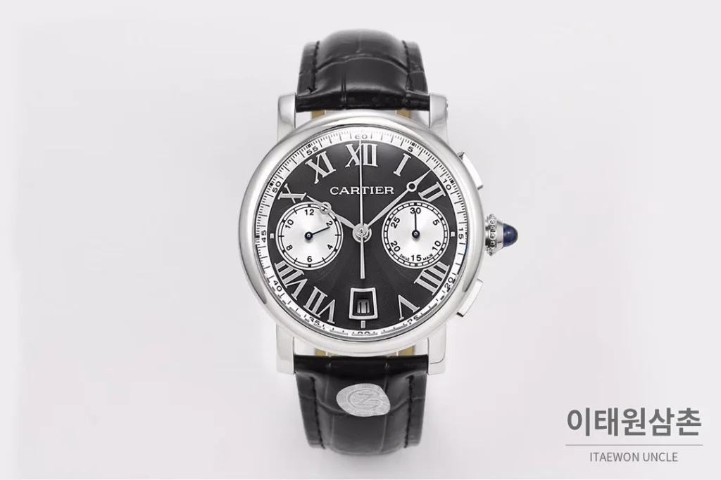 까르띠에 로통드드까르띠에 스틸 블랙다이얼 크로노그래프 오토매틱 40mm