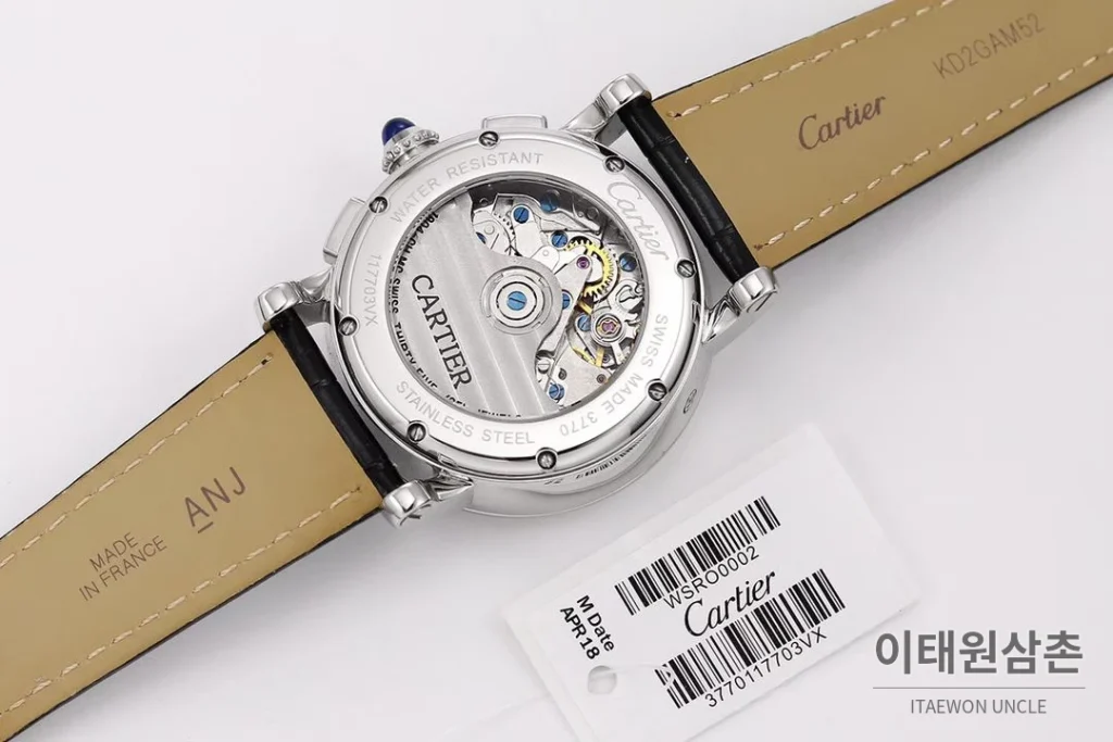 까르띠에 로통드드까르띠에 스틸 블랙다이얼 크로노그래프 오토매틱 40mm