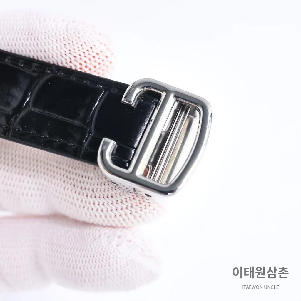 까르띠에 로통드 드 까르띠에 투르비용 스켈레톤 로만다이얼 오토매틱 42mm 실버 / 블랙 블랙 가죽 스트랩 (2)