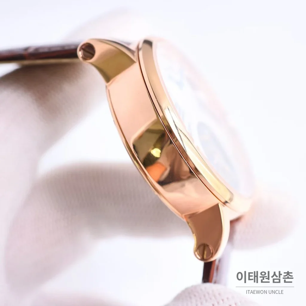 까르띠에 로통드 드 까르띠에 투르비용 스켈레톤 로만다이얼 오토매틱 42mm 실버 / 블랙 브라운 가죽 스트랩