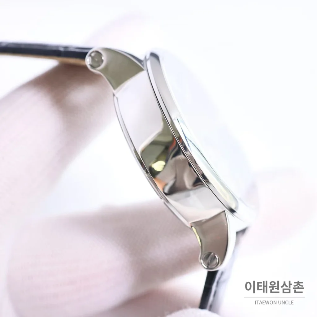 까르띠에 로통드 드 까르띠에 투르비용 스켈레톤 로만다이얼 오토매틱 42mm 실버 / 블랙 블랙 가죽 스트랩