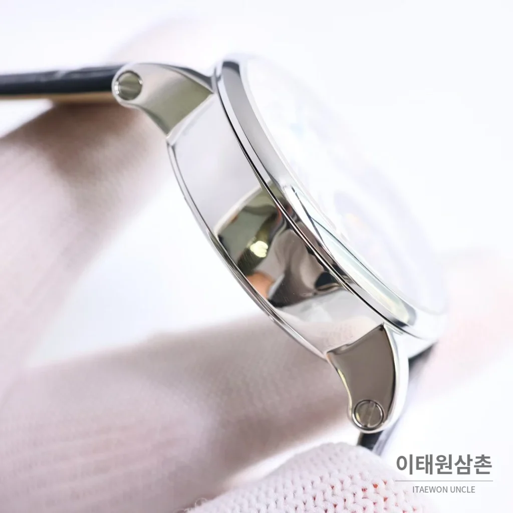 까르띠에 로통드 드 까르띠에 투르비용 스켈레톤 로만다이얼 오토매틱 42mm 실버 / 블랙 블랙 가죽 스트랩 (2)