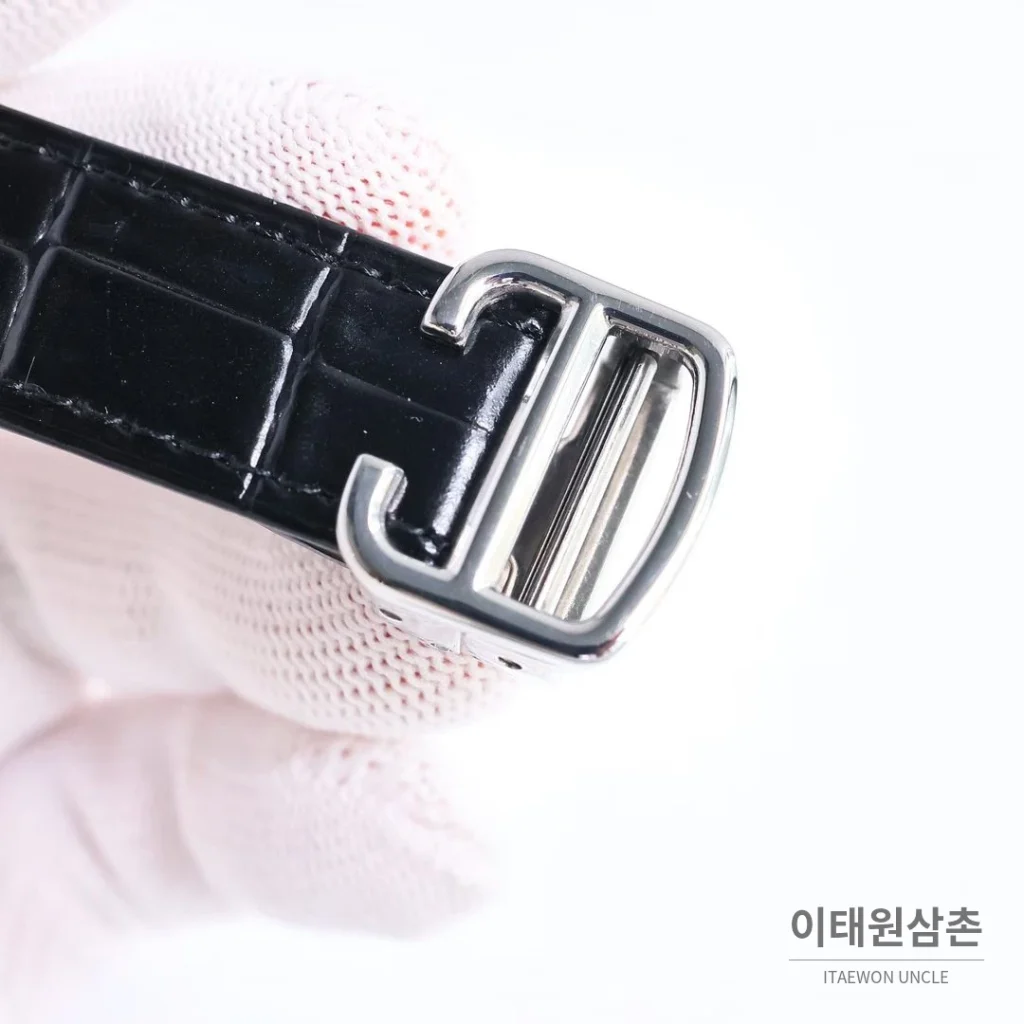 까르띠에 로통드 드 까르띠에 투르비용 스켈레톤 로만다이얼 오토매틱 42mm 실버 / 블랙 블랙 가죽 스트랩