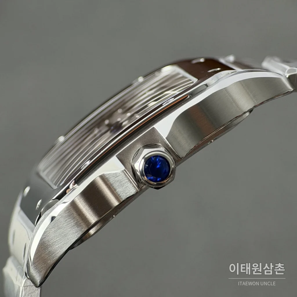 까르띠에 산토스 오토매틱 스켈레톤 다이얼 스틸 브레이슬릿 투톤 케이스
