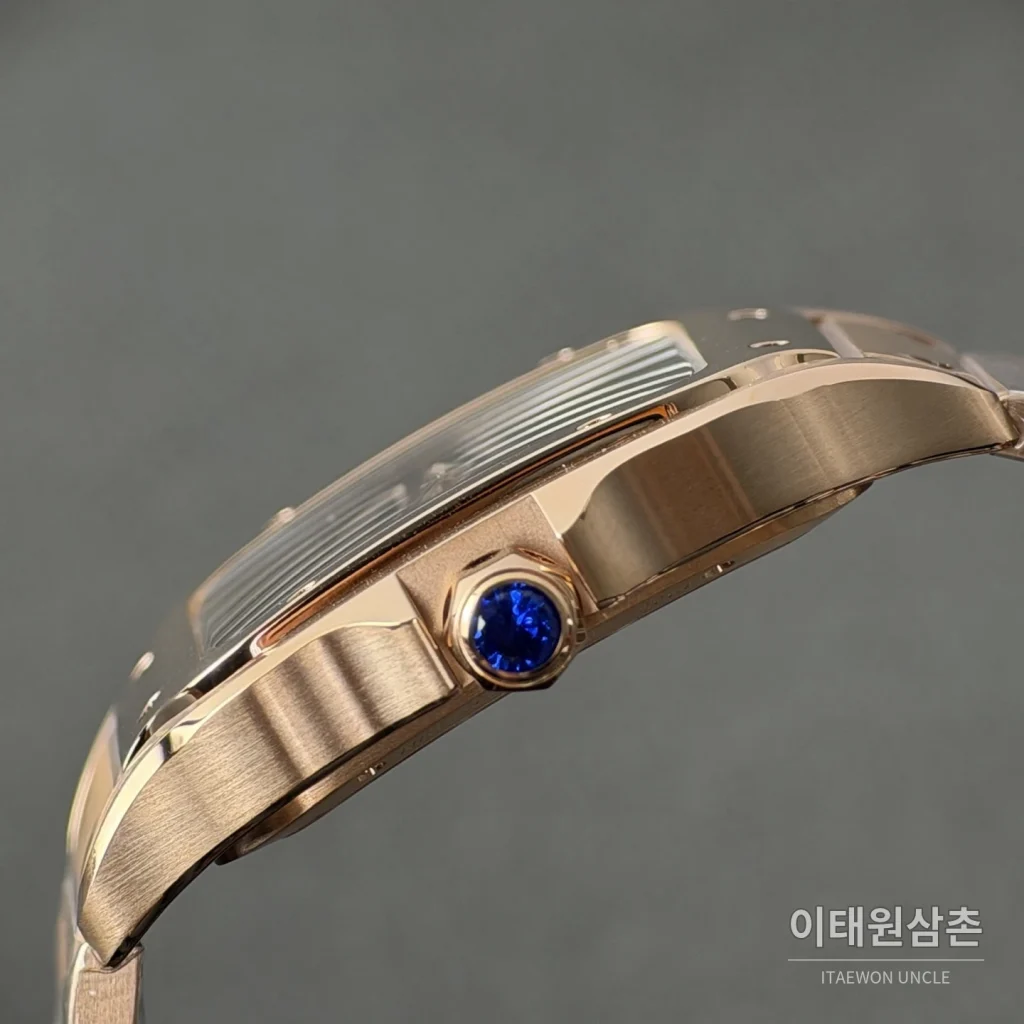 까르띠에 산토스 오토매틱 스켈레톤 다이얼 로즈골드 브레이슬릿 로즈골드 베젤