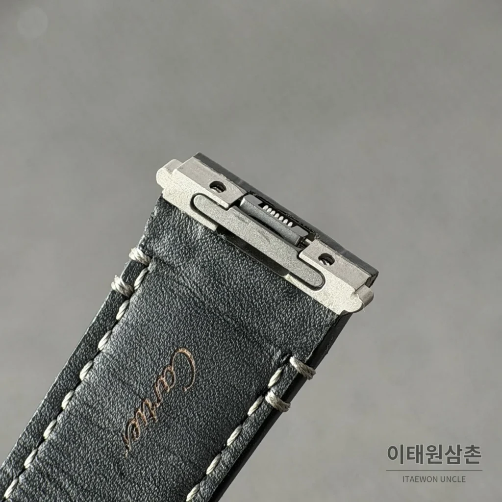 까르띠에 산토스 오토매틱 스켈레톤 다이얼 블랙 가죽 스트랩 로즈골드 베젤