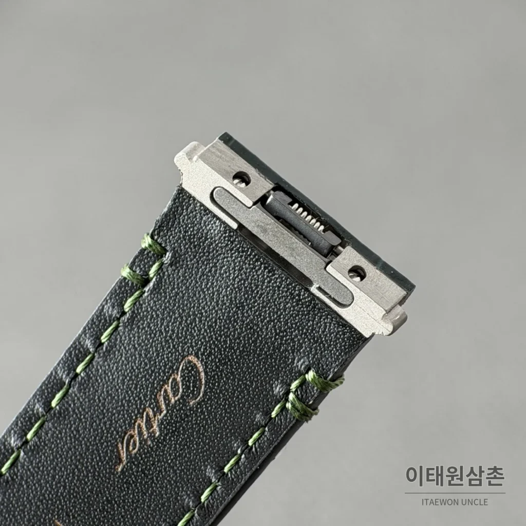 까르띠에 산토스 오토매틱 스켈레톤 다이얼 그린 가죽 스트랩