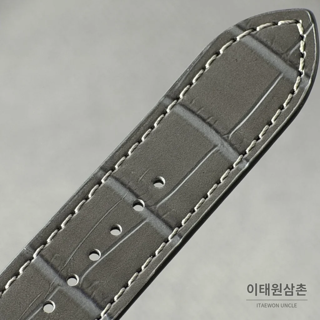 까르띠에 산토스 오토매틱 스켈레톤 다이얼 블랙 가죽 스트랩 그레이 베젤