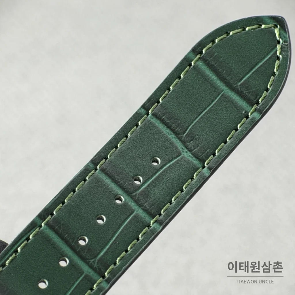 까르띠에 산토스 오토매틱 스켈레톤 다이얼 그린 가죽 스트랩