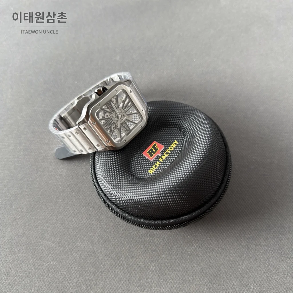 까르띠에 산토스 오토매틱 스켈레톤 다이얼 스틸 브레이슬릿 (2)