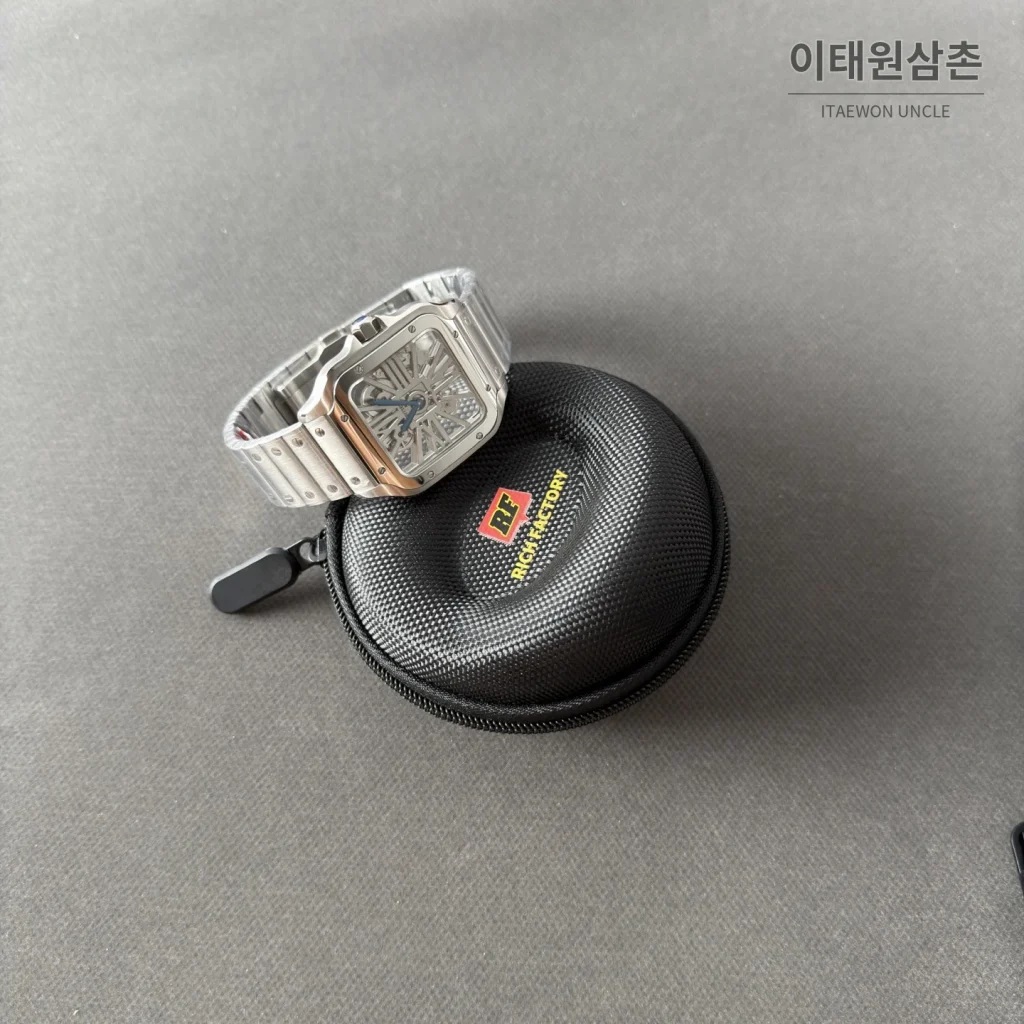 까르띠에 산토스 오토매틱 스켈레톤 다이얼 스틸 브레이슬릿 투톤 케이스