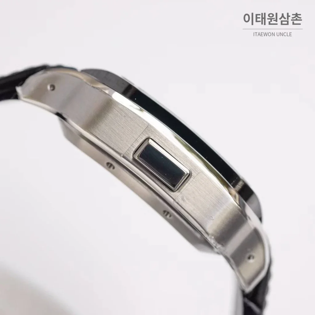 까르띠에 산토스 드 까르띠에 크로노그래프 블랙다이얼 오토매틱 51mm 블랙 가죽 스트랩 블랙 베젤