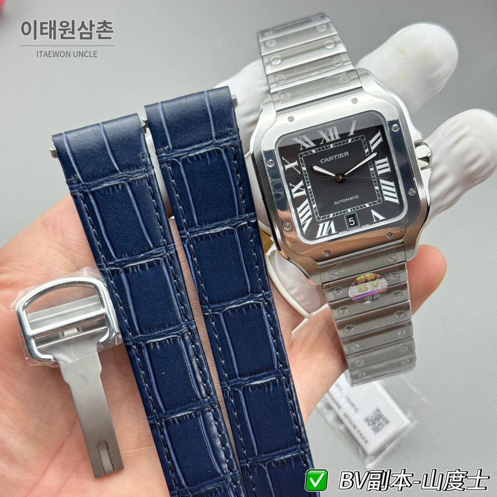 까르띠에 산토스 드 까르띠에 스틸 블랙 다이얼 오토매틱 39.8mm