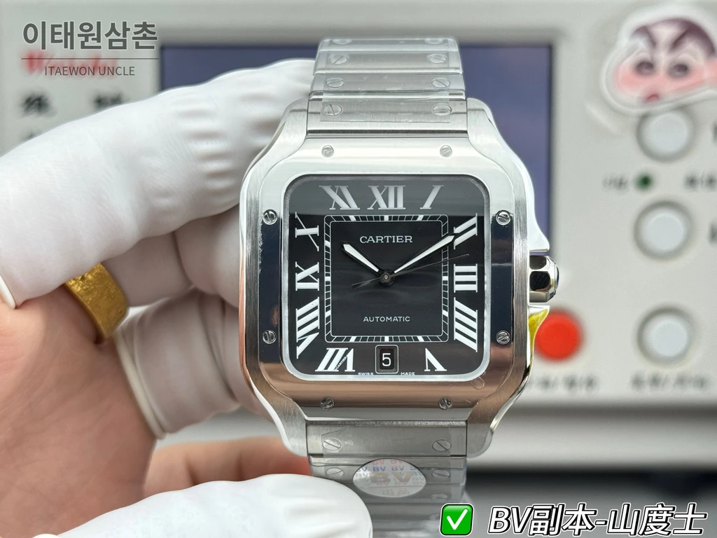 까르띠에 산토스 드 까르띠에 스틸 블랙 다이얼 오토매틱 39.8mm