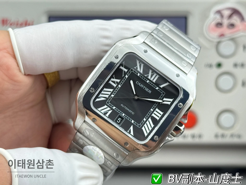 까르띠에 산토스 드 까르띠에 스틸 블랙 다이얼 오토매틱 39.8mm