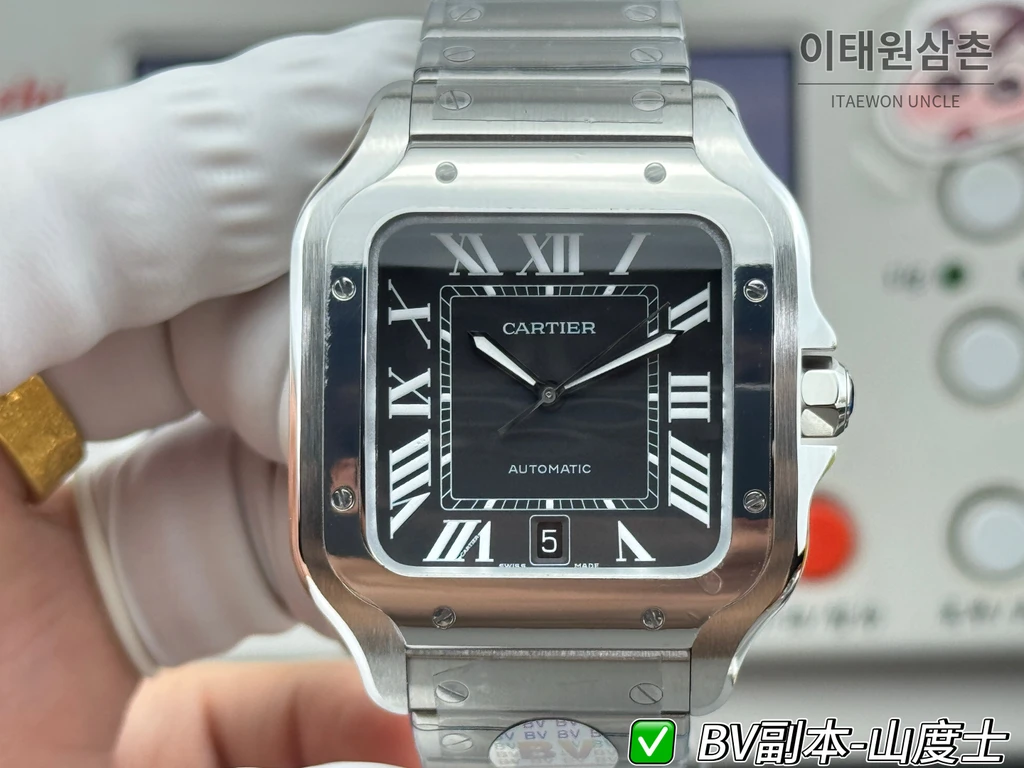 까르띠에 산토스 드 까르띠에 스틸 블랙 다이얼 오토매틱 39.8mm