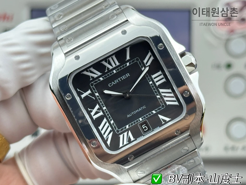 까르띠에 산토스 드 까르띠에 스틸 블랙 다이얼 오토매틱 39.8mm