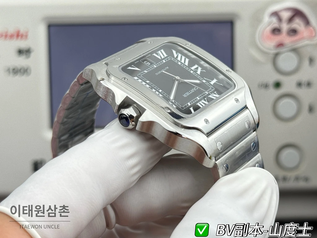 까르띠에 산토스 드 까르띠에 스틸 블랙 다이얼 오토매틱 39.8mm