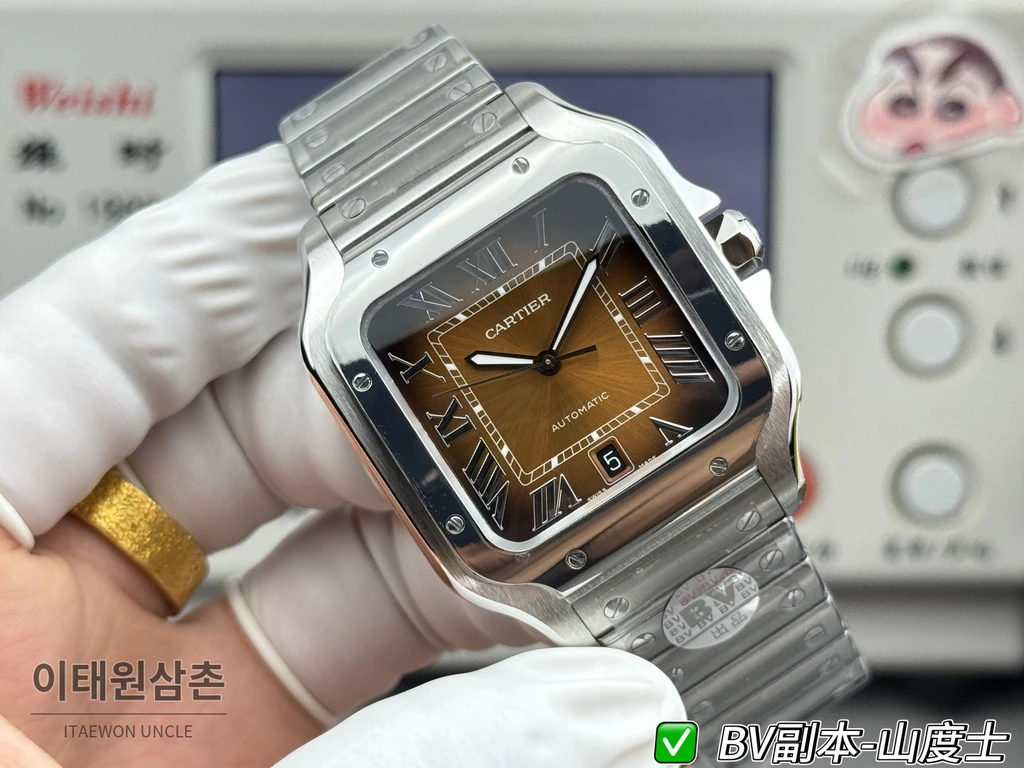 까르띠에 산토스 드 까르띠에 스틸 브라운 다이얼 오토매틱 39.8mm