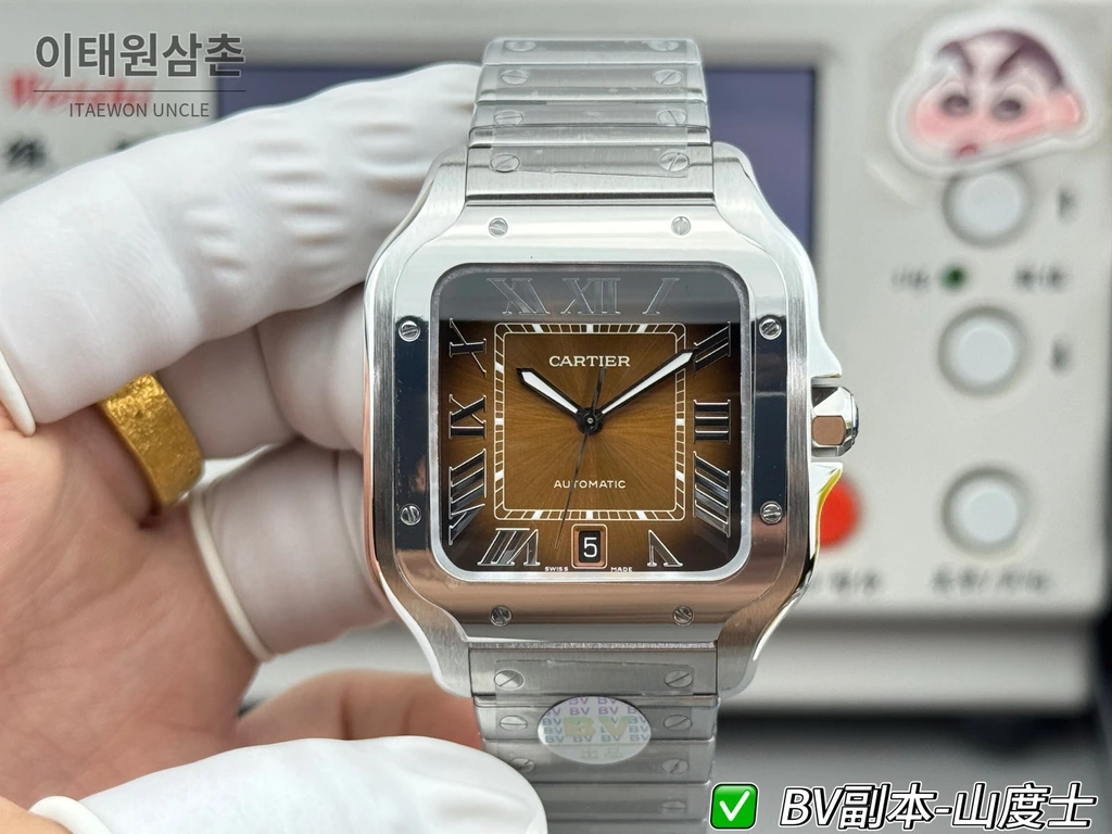 까르띠에 산토스 드 까르띠에 스틸 브라운 다이얼 오토매틱 39.8mm
