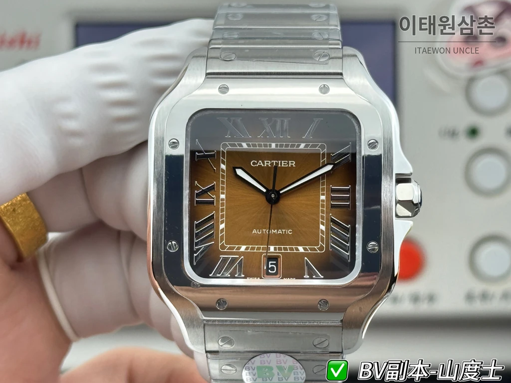 까르띠에 산토스 드 까르띠에 스틸 브라운 다이얼 오토매틱 39.8mm