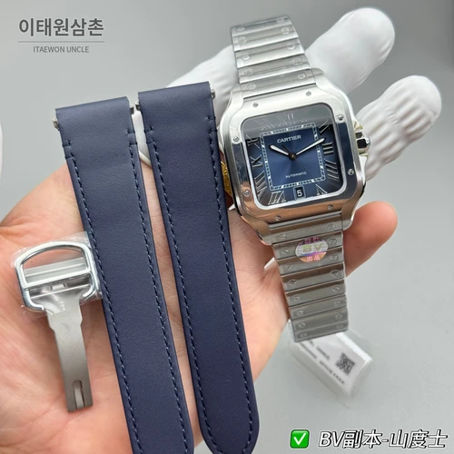 까르띠에 산토스 드 까르띠에 스틸 네이비 블루 다이얼 오토매틱 39.8mm