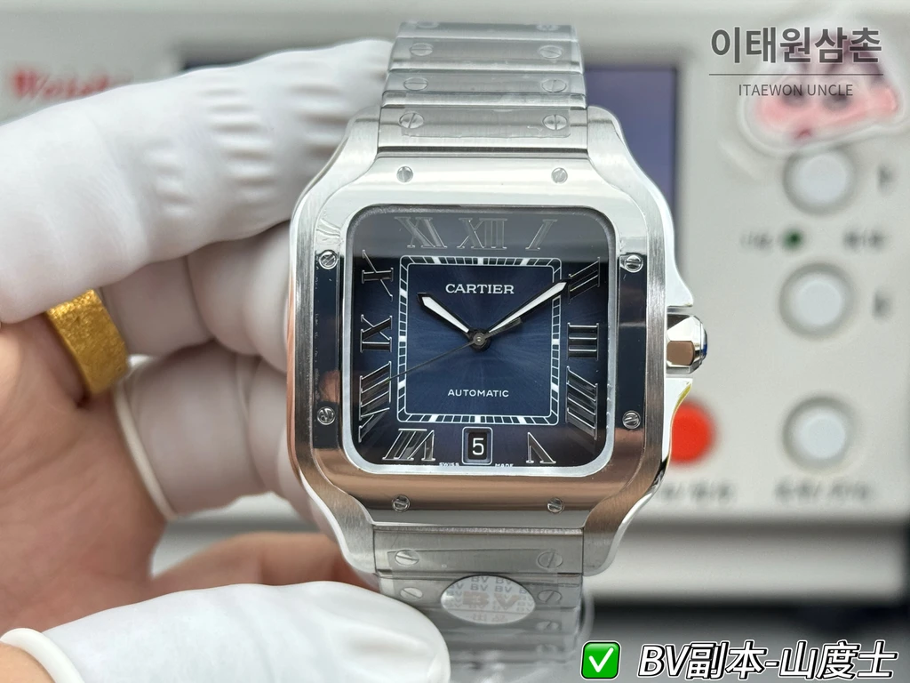 까르띠에 산토스 드 까르띠에 스틸 네이비 블루 다이얼 오토매틱 39.8mm