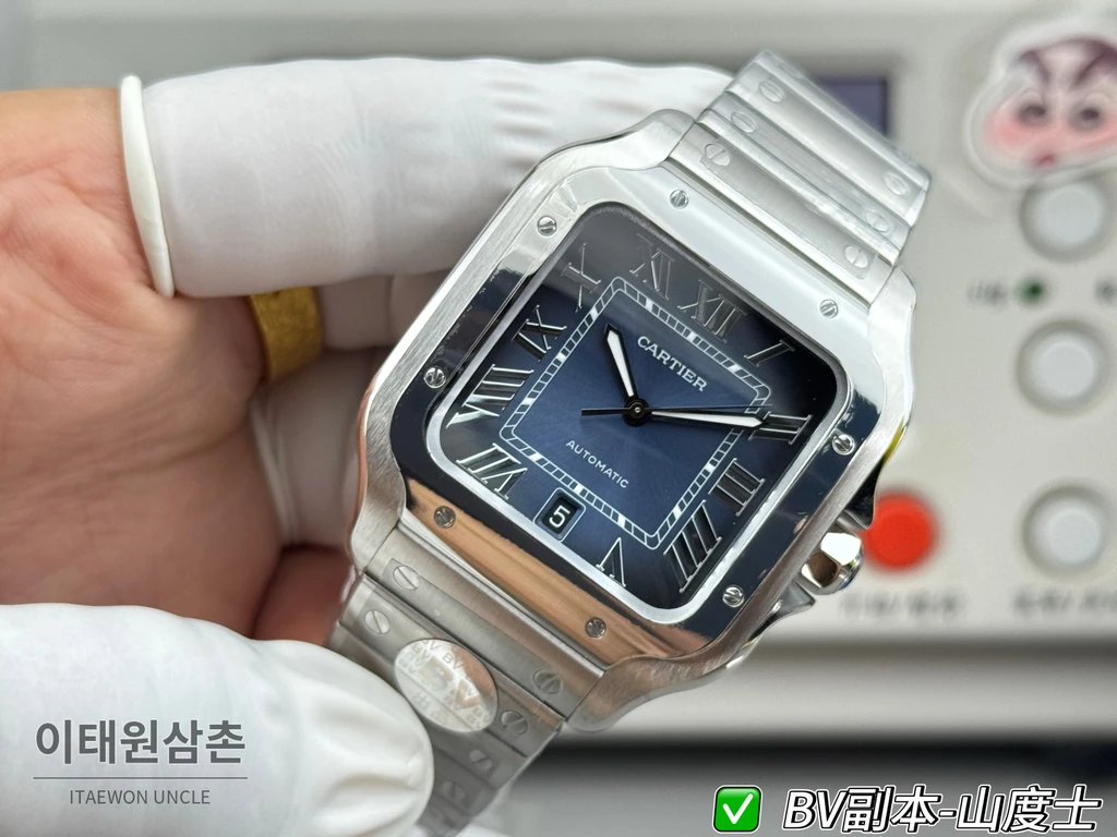 까르띠에 산토스 드 까르띠에 스틸 네이비 블루 다이얼 오토매틱 39.8mm