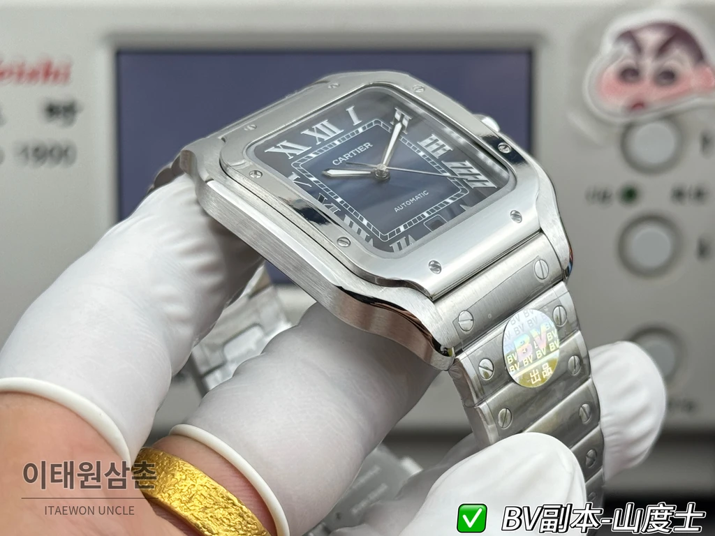 까르띠에 산토스 드 까르띠에 스틸 네이비 블루 다이얼 오토매틱 39.8mm