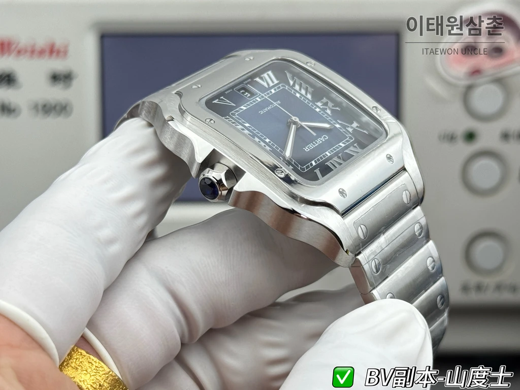 까르띠에 산토스 드 까르띠에 스틸 네이비 블루 다이얼 오토매틱 39.8mm