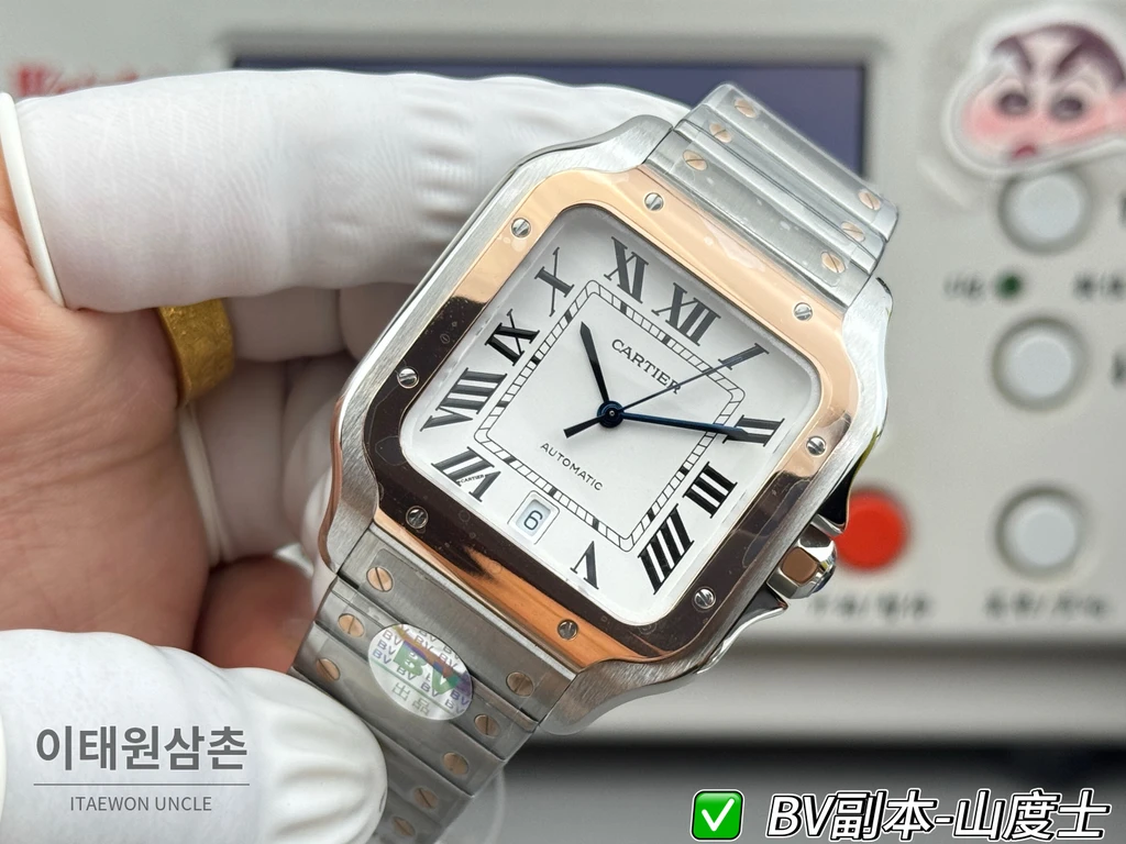 까르띠에 산토스 드 까르띠에 스틸 로즈골드톤 콤비 화이트 다이얼 오토매틱 39.8mm