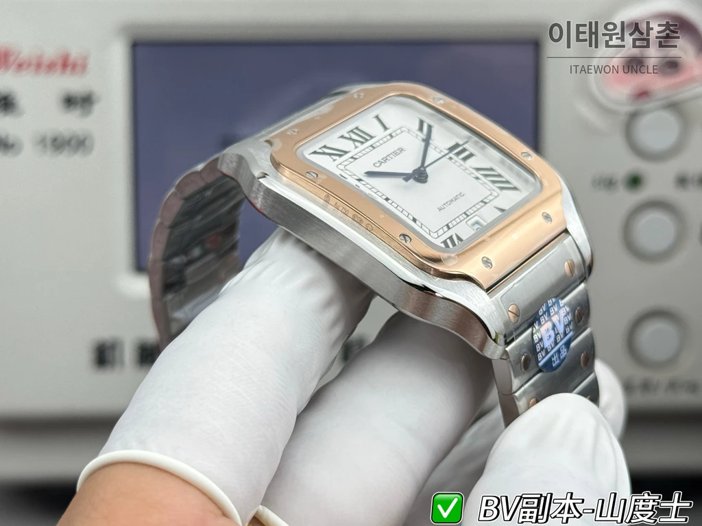 까르띠에 산토스 드 까르띠에 스틸 로즈골드톤 콤비 화이트 다이얼 오토매틱 39.8mm