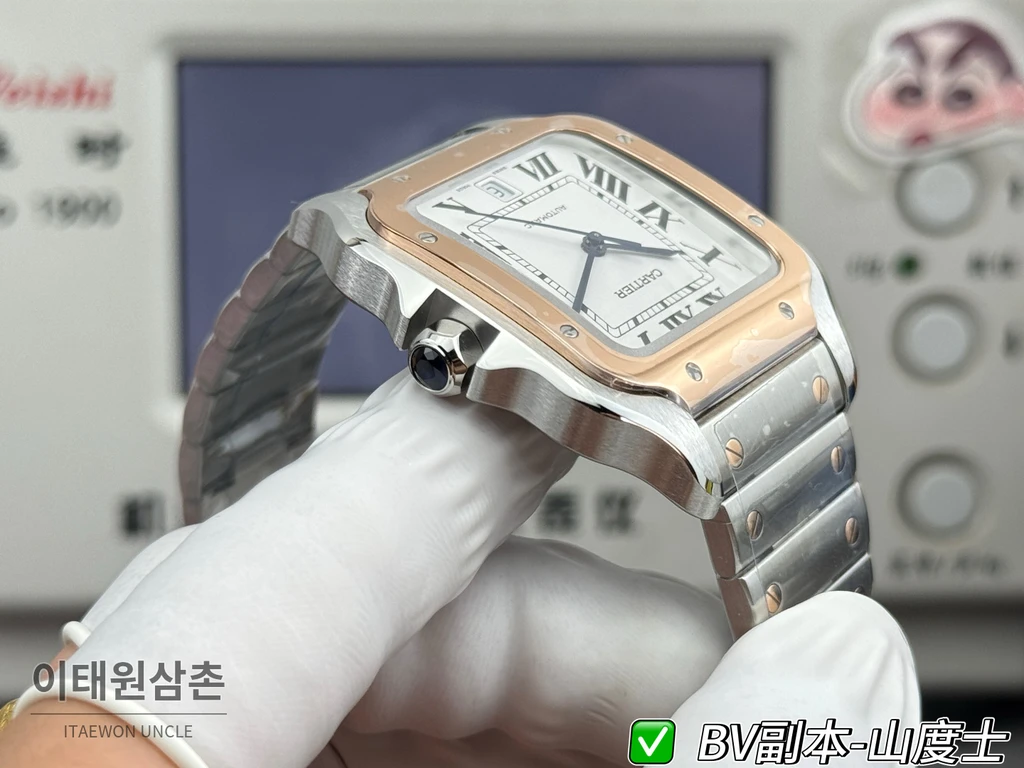 까르띠에 산토스 드 까르띠에 스틸 로즈골드톤 콤비 화이트 다이얼 오토매틱 39.8mm
