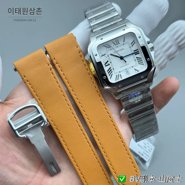 까르띠에 산토스 드 까르띠에 스틸 화이트 다이얼 오토매틱 39.8mm