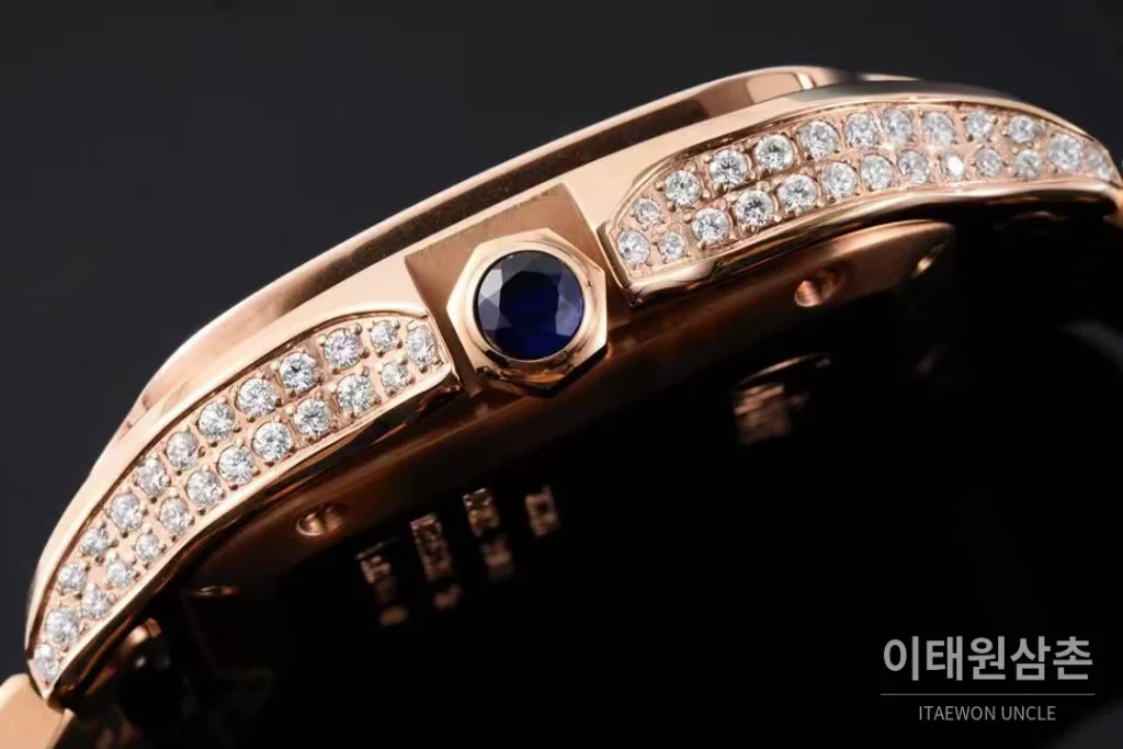 까르띠에 산토스 드 까르띠에 스틸 화이트로만다이얼 오토매틱 35.1mm 로즈골드 브레이슬릿 로즈골드 베젤 (2)